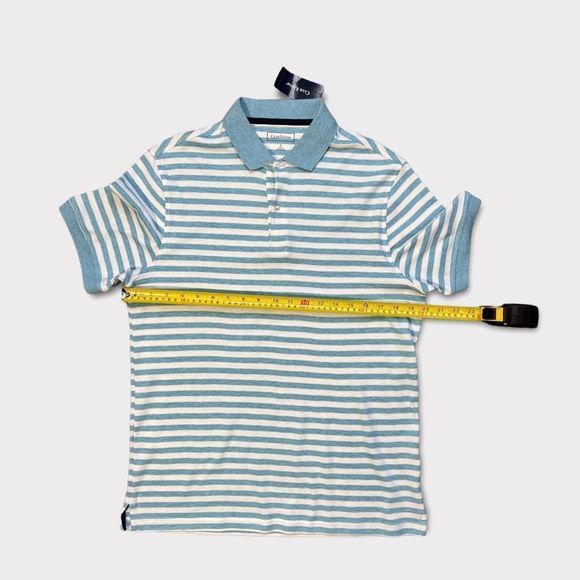 Club Room Men's Short Sleeve Shirt Button Front Golf Striped Polo - Picture 7 of 8